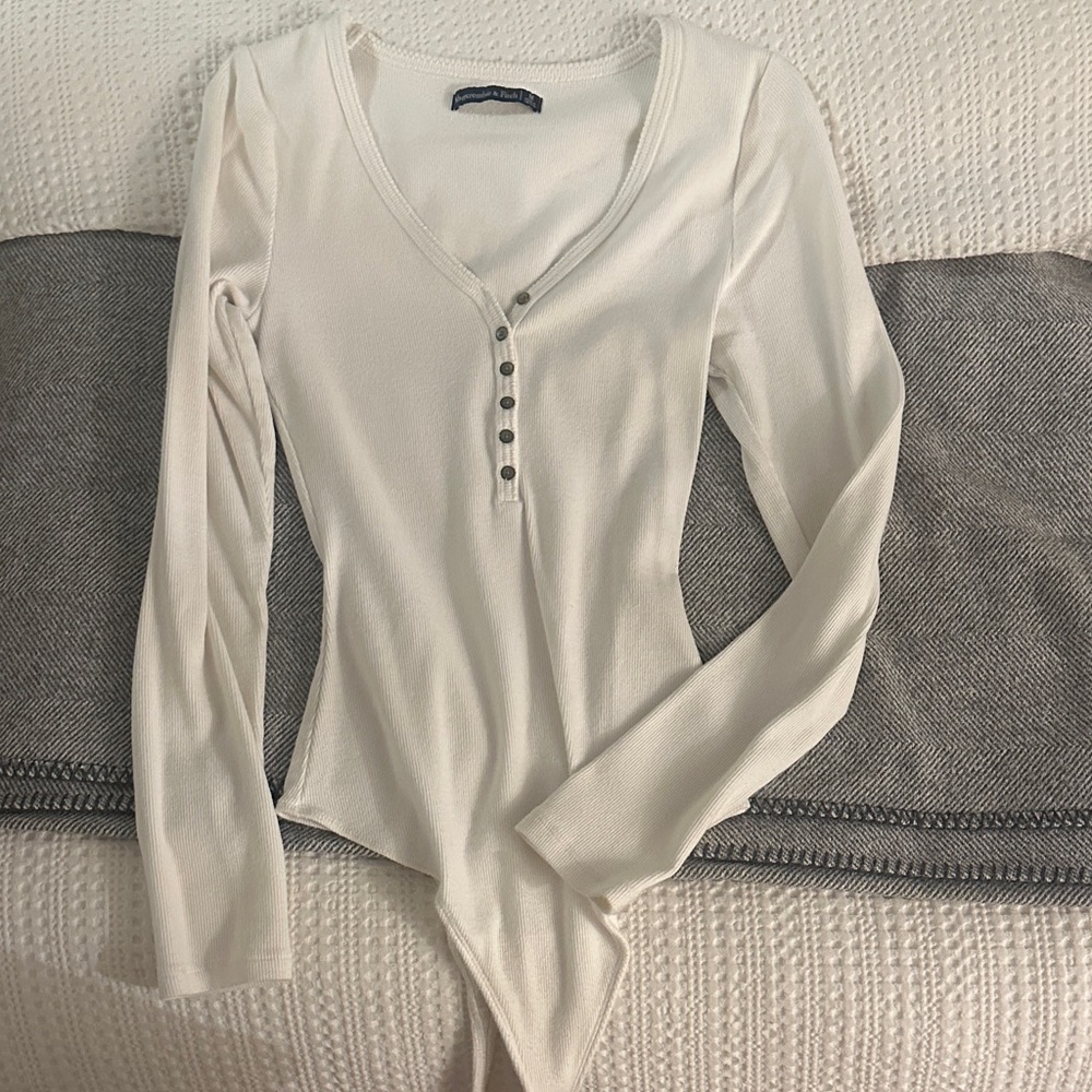 Abercrombie White Long Sleeve body suit